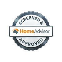 Logo featuring a silver badge stating "screened & approved for mold removal" with the HomeAdvisor logo positioned centrally.