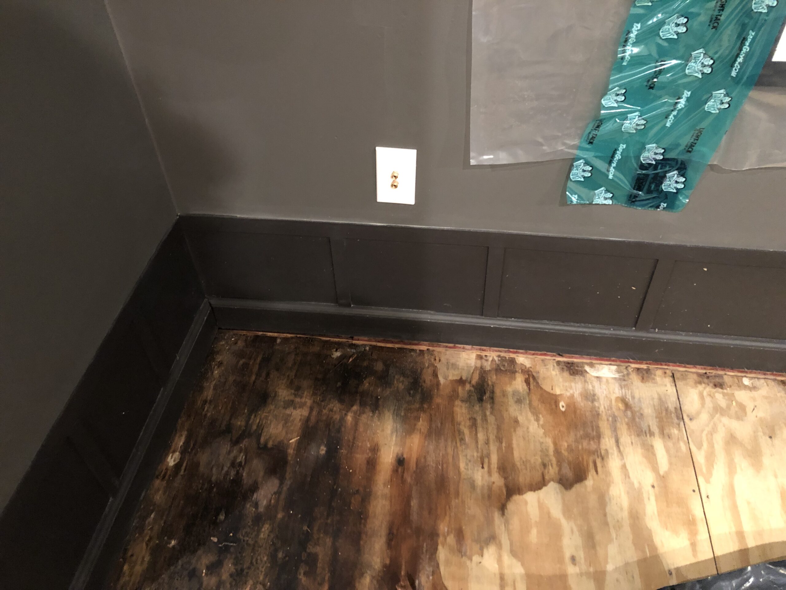 Finished side of closet wall.